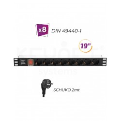 REGLETA 8 SCHUKO 19"  DIN...