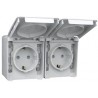 DOBLE BASE SCHUKO HORIZONTAL C/PROTEC BLANCO