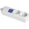 BASE MULTIPLE DE 2 TOMAS 2P+T, 16A 250V~. CON INTERRUPTOR LUMINOSO.MAX.3680W. COLOR BLANCO. EMBORNAM
