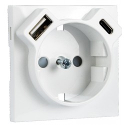 TAPA PARA BASE SCHUKO+USB TIPO A Y USB TIPO C DO